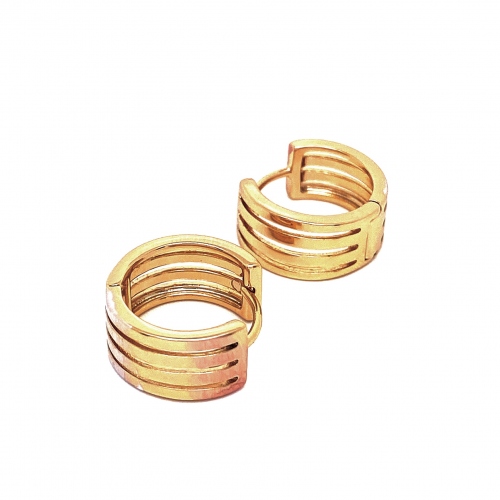 KRUHOVÉ NÁUŠNICE ŠIROKÉ S PROŘEZÁVANÝMI PROUŽKY V BARVĚ 18K ZLATA (1,5CM)