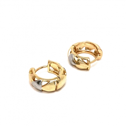 KRUHOVÉ LESKLÉ NÁUŠNICE V ODSTÍNŮ RŮŽOVÉHO A BÍLÉHO ZLATA S JEMNÝM PROŘEZÁVÁNÍM