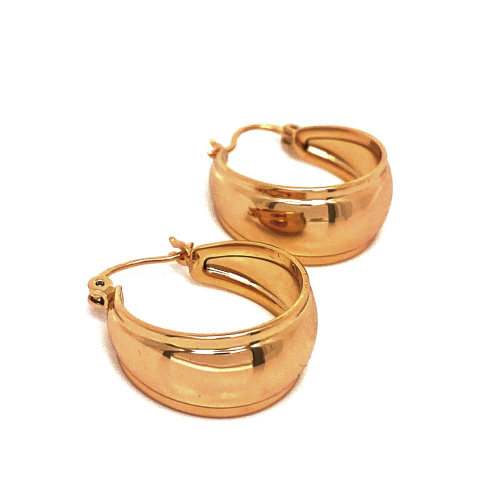 ŠIROKÉ KRUHOVÉ NÁUŠNICE ZRCADLOVĚ LESKLÉ V BARVĚ 18K ZLATA (2,4CM)