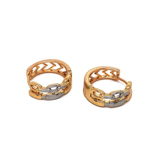 NÁUŠNICE S GRAVÍROVANÝMI VZORY V BARVĚ RŮŽOVÉHO ZLATA A BÍLÉHO (1,6CM)