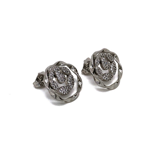 PŮVABNÉ DÁMSKÉ PUZETOVÉ NÁUŠNICE V TÓNU BILÉ ZLATA KVĚTINOVÉHO VZORU (1,7CM)