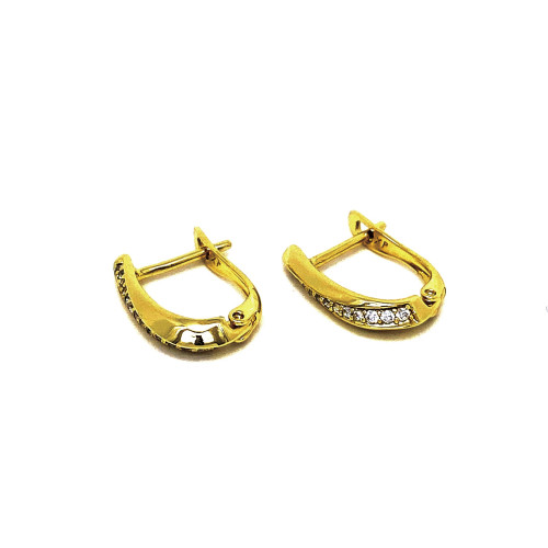 ELEGANTNÍ DÁMSKÉ NÁUŠNICE V TÓNU 14K ZLATA S JEMNÝM PROUŽKEM ZIRKONŮ(CZ) (1,6CM)