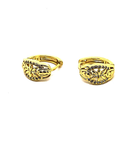 PŮVABNÉ DÁMSKÉ NÁUŠNICE S KVĚTINOVÝM VZOREM V TÓNU 14K ZLATA (1,7CM)