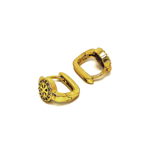 MENŠÍ NÁUŠNICE V TÓNU 14K ZLATA S KRUHOVOU TŘPYTIVOU OZDOBOU (1,3CM)