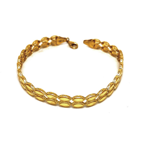 LUXUSNÍ ZLATÝ NÁRAMEK AU585/1000 PROPOJENÉ GRAVÍROVANÉ OVÁLKY 9,10G (18,5CM)
