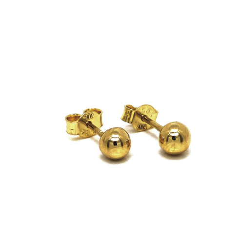 ZLATÉ PUZETOVÉ NÁUŠNICE AU585/1000 HLADKÉ KULIČKY 1,15G (0,5CM)