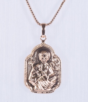 MEDAILONEK SE SVATÝM V BARVĚ RŮŽOVÉHO ZLATA S ŘETÍZKEM (45cm)